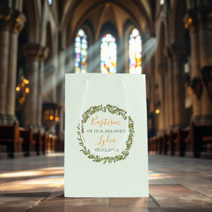 Custom Baptism Olive Wreath Medium Gift Bag