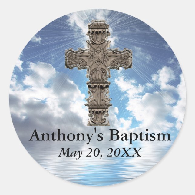 Custom Baptism With Cross Inspirational Stickers (Front)