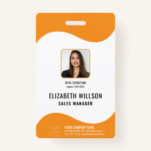 Custom Bar Code, Logo, Name, Photo Employee ID ID Badge