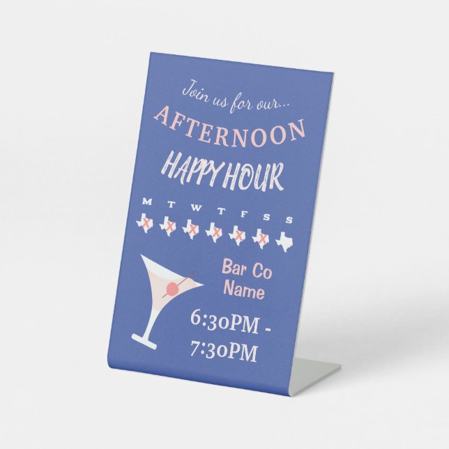 Custom Bar Happy Hour Pedestal Sign (Front)