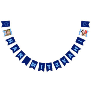 Custom Bar Mitzvah Blue Bunting