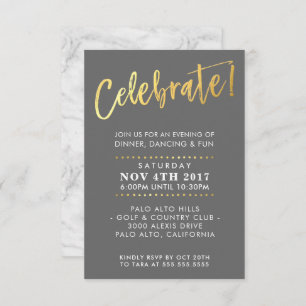 CUSTOM Bar Mitzvah enclosure party grey + gold Invitation