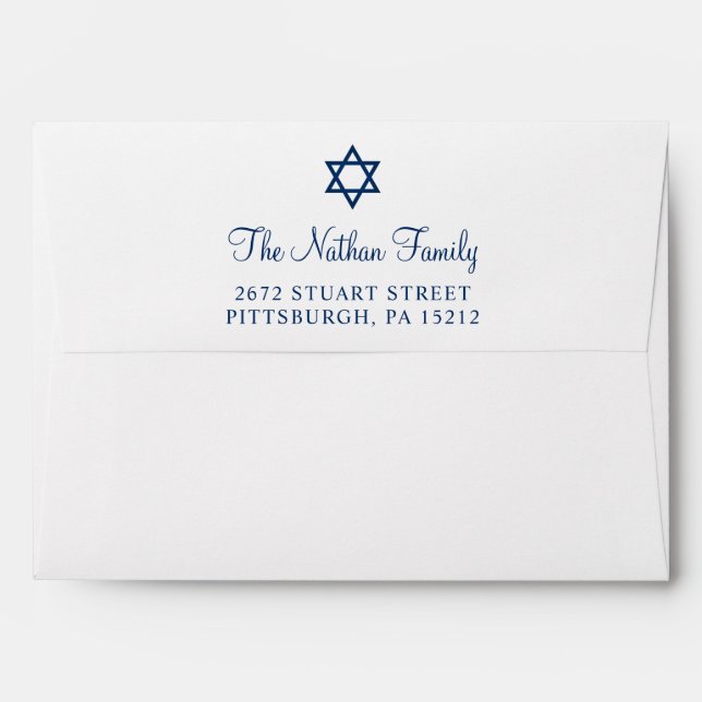 Custom Bar Mitzvah Envelope for 5x7 Invitations (Back (Top Flap))