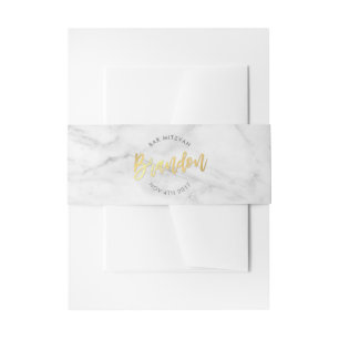CUSTOM Bar Mitzvah for Brandon grey + gold Invitation Belly Band