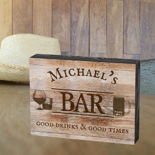 Custom Bar Personalised Gift Rustic Good Drinks Wooden Box Sign