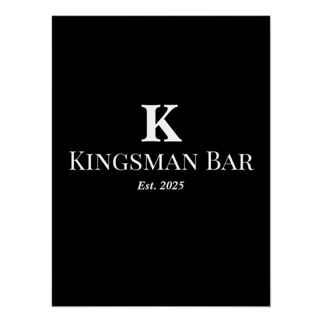 Custom Bar Wall Art with Name & Monogram – Elegant (Front)