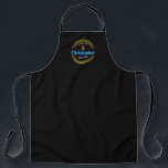 Custom Barbecue BBQ Monogram Name Apron<br><div class="desc">Custom Barbecue BBQ Monogram Name Apron for cooking on the grill or prepping in the kitchen. Modern logo style with graphic flame and circular frame. Monogrammed with name of choice. Add title such as Barbecue Master and Best Burger Around. Fun!</div>