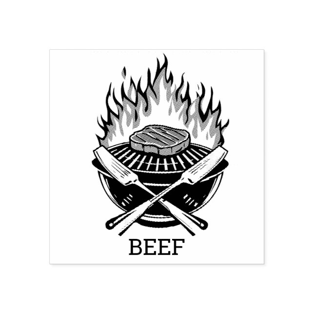 Custom barbecue Beef Wedding Meal Choice     Rubber Stamp (Imprint)