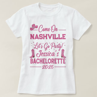 Custom Barbiecore Cowboy Bachelorette Party T-Shirt