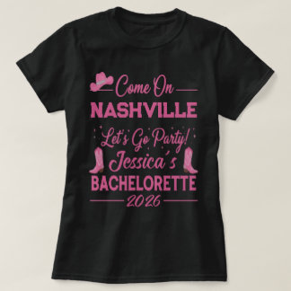Custom Barbiecore Cowboy Bachelorette Party T-Shirt