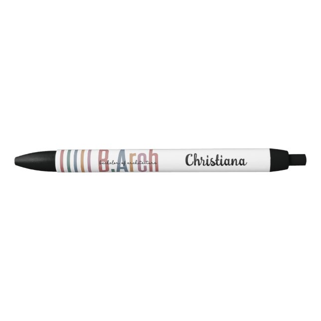 Custom BArch Bachelor of Architecture Graduation Black Ink Pen (Front)