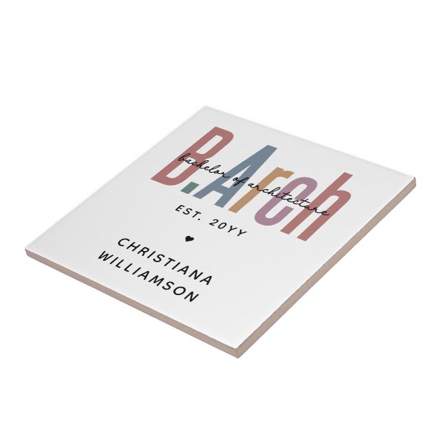 Custom BArch Bachelor of Architecture Graduation Ceramic Tile (Side)