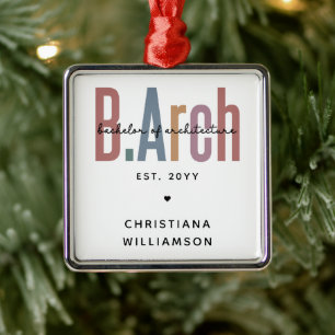 Custom BArch Bachelor of Architecture Graduation Metal Ornament