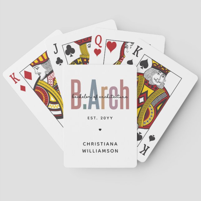 Custom BArch Bachelor of Architecture Graduation Playing Cards (Back)