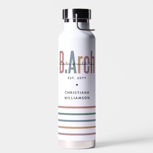 Custom BArch Bachelor of Architecture Graduation Water Bottle (Left)