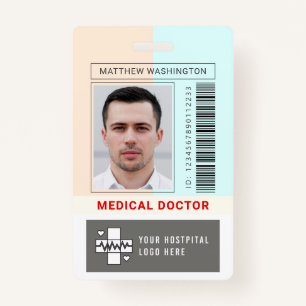 Custom Barcode Logo Employee Name Photo Hospital ID Badge
