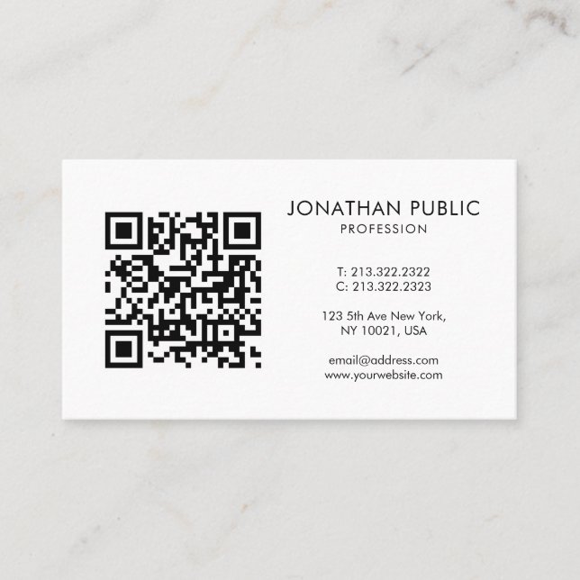 Custom Barcode QR Code Your Company Logo Here Business Card (Front)