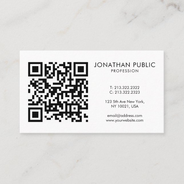 Custom Barcode QR Code Your Logo Here Modern Business Card (Front)