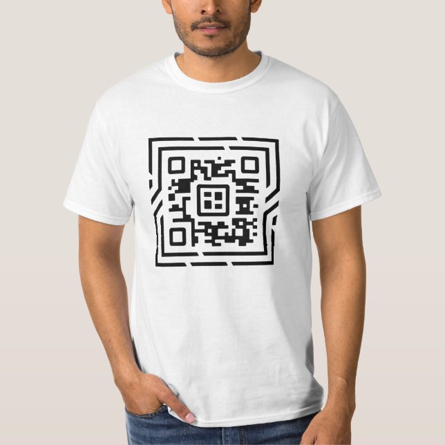 Custom Barcode Template Men's Modern QR Code T-Shirt (Front)
