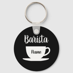 Custom barista name keychain for coffee shop