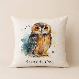 Custom Barn Owl Farmhouse Welcome Cushion