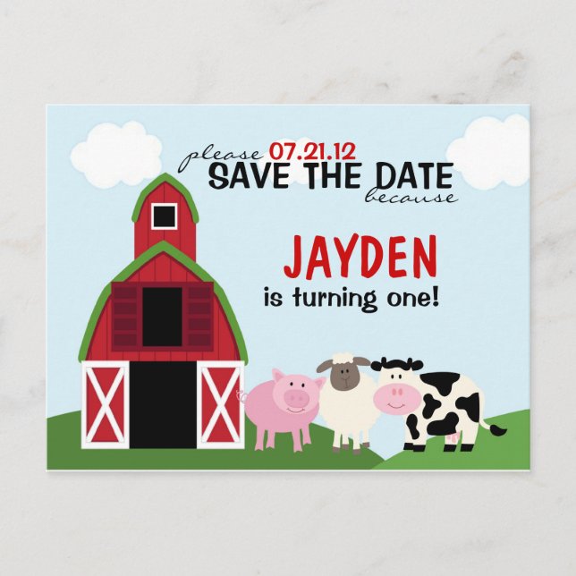 Custom Barnyard Save The Date or Invitations (Front)