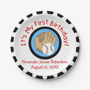 Custom Baseball 1st Birthday Paper Plates