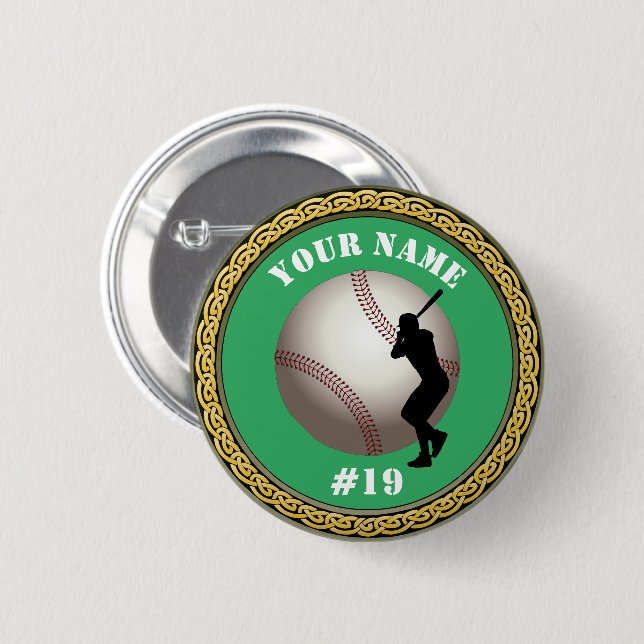 Custom Baseball - Add Name & Number 6 Cm Round Badge (Front & Back)