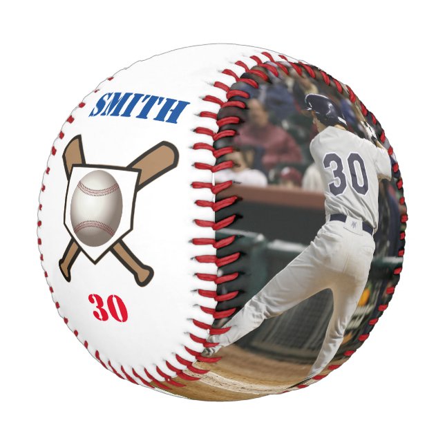 Custom Baseball - Add your image Name & Number (Angled)