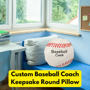 Custom Baseball Coach Keepsake Round Cushion