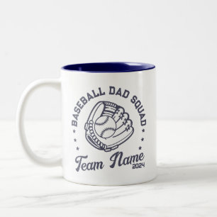 Custom Baseball Dad Squad with Team Name Number Two-Tone Coffee Mug