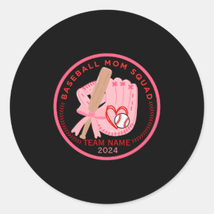Custom Baseball Mom Squad Personailzed Team Name T Classic Round Sticker