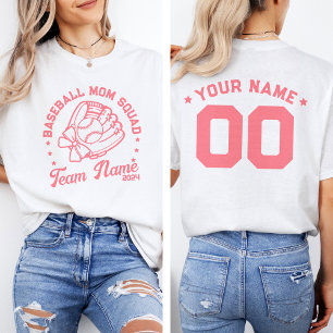 Custom Baseball Mom Squad with Team Name Number  T-Shirt