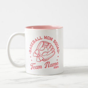 Custom Baseball Mom Squad with Team Name Number  Two-Tone Coffee Mug