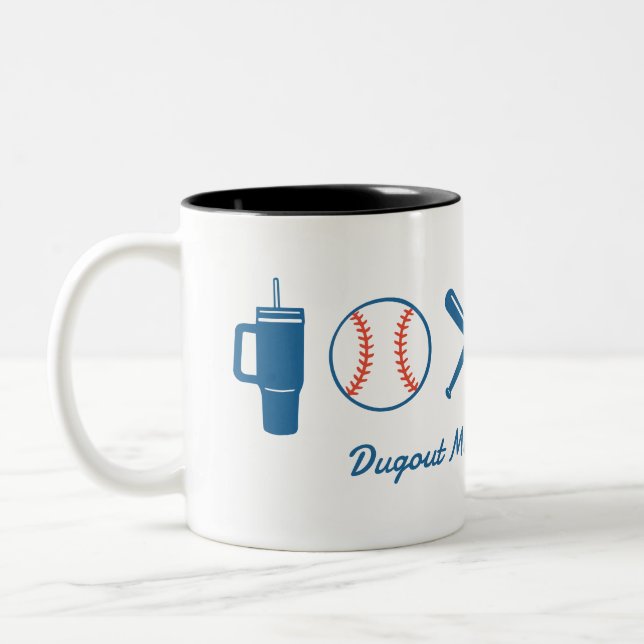 Custom Baseball Mum Cute Softball Mama Two-Tone Coffee Mug (Left)