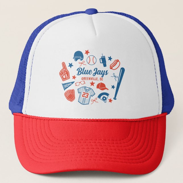 Custom Baseball Mum Proud Softball Mama Game Day Trucker Hat (Front)