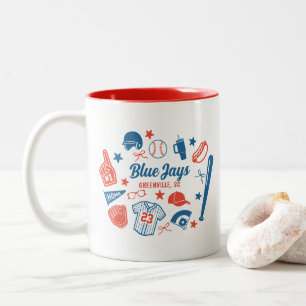 Custom Baseball Mum Proud Softball Mama Game Day Two-Tone Coffee Mug