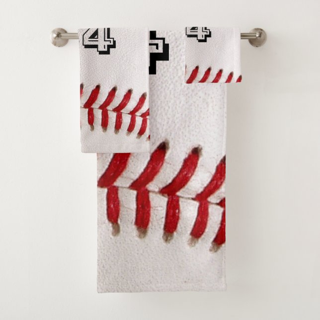 Custom Baseball Number Art – High-Def Sports Photo Bath Towel Set (Insitu)