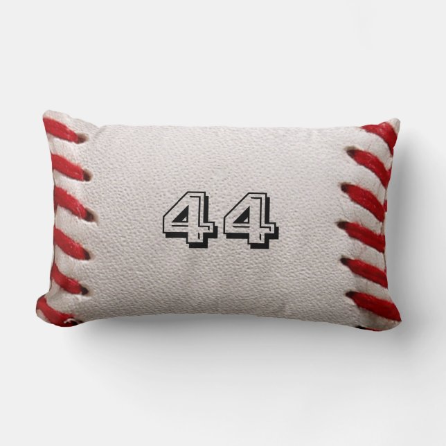 Custom Baseball Number Art – High-Def Sports Photo Lumbar Cushion (Front)