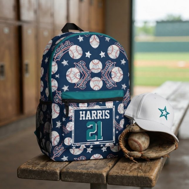Custom Baseball Personalized Team Name Number  Printed Backpack (Creator Uploaded)