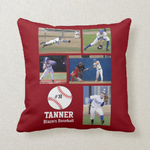 Custom Baseball Photo Collage Name Team Number Cushion