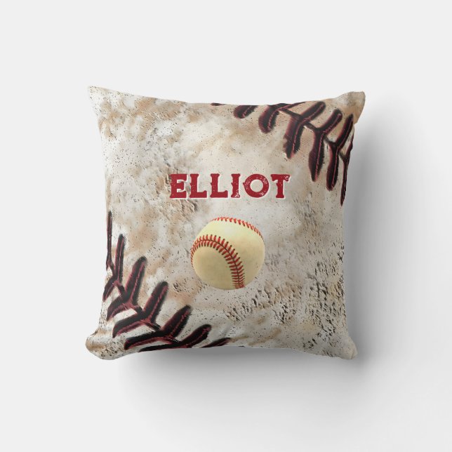 Custom Baseball Pillow, Personalised Baseball Deco Cushion (Front)
