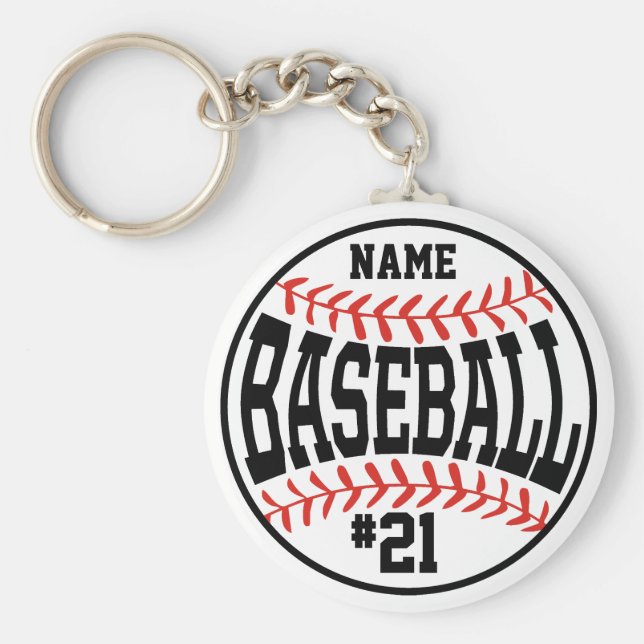 Custom Baseball Player Button  Baseball Team Key Ring (Front)