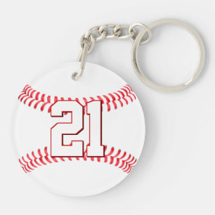 Custom Baseball Player Jersey Number or Initials Key Ring