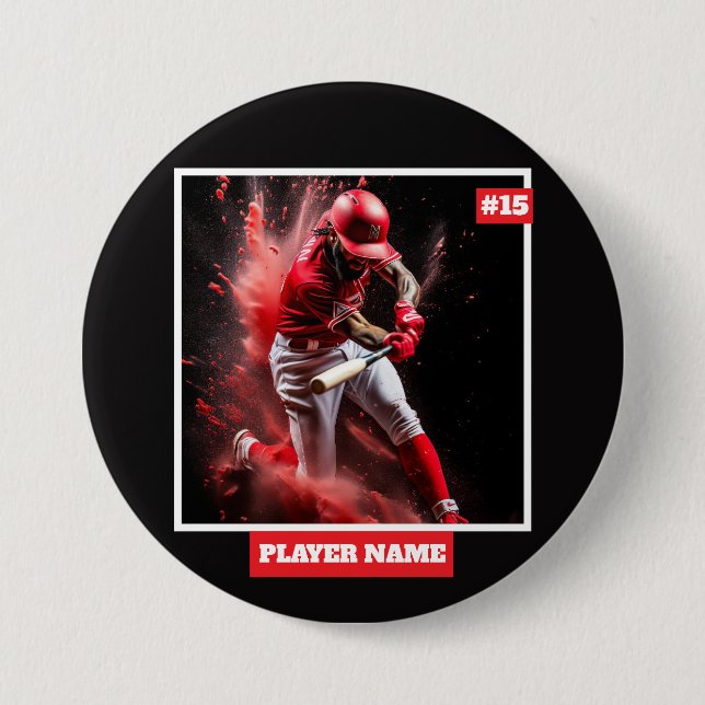 Custom Baseball Player Photo Team Wall Clock      7.5 Cm Round Badge (Front)
