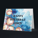 Custom Baseball Player Theme Birthday Party  Card<br><div class="desc">Cute Baseball Game Day Birthday Party Sports Theme greeting card - Great for baseball themed birthdays.

Customisation: Customise the front's greeting and name,  and also the inside text of the card.</div>
