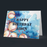 Custom Baseball Player Theme Birthday Party  Card<br><div class="desc">Cute Baseball Game Day Birthday Party Sports Theme greeting card - Great for baseball themed birthdays.

Customisation: Customise the front's greeting and name,  and also the inside text of the card.</div>