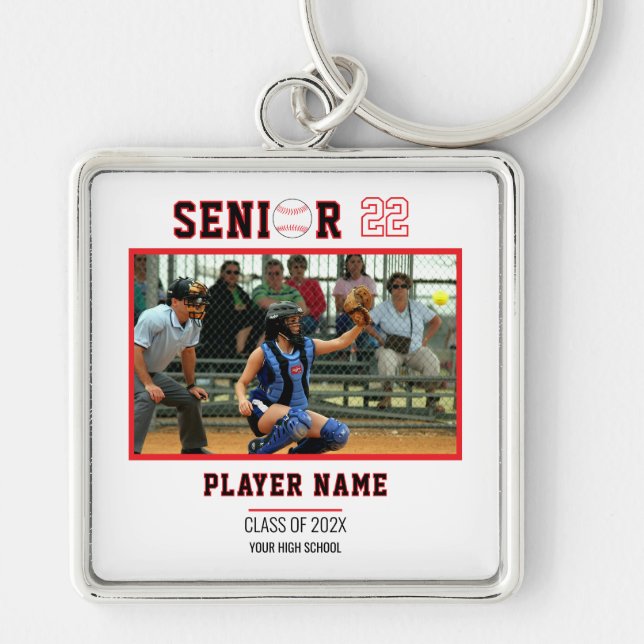 Custom Baseball Senior Night Photo Key Ring (Front)