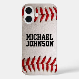 Custom Baseball Stitches & Leather Sports Graphic iPhone 16 Case