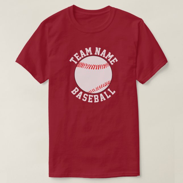 Custom Baseball Team Name, Player & Jersey Number T-Shirt (Design Front)